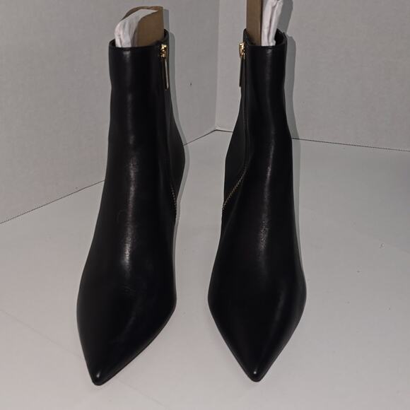 Michael Kors Alina Black Leather Ankle Boots Stiletto Heel Pointed Toe Womens 8M - Picture 3 of 16